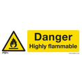 Danger Highly Flammable Safety Sign - Rigid Plastic SS45P1