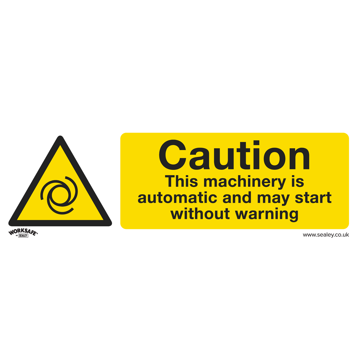 Caution Automatic Machinery Safety Sign, Rigid Plastic - Pack of 10 SS47P10
