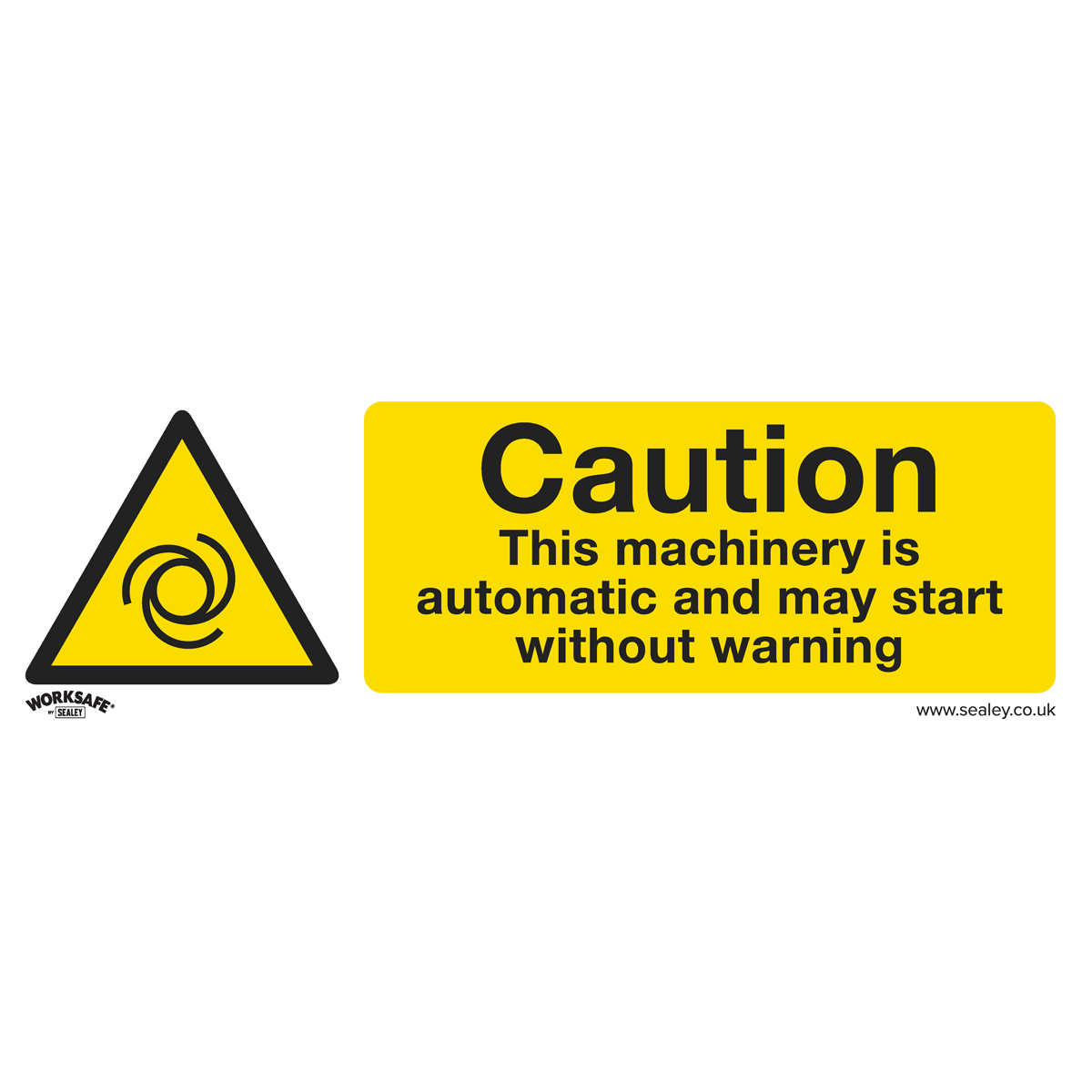 Caution Automatic Machinery Safety Sign - Self-Adhesive Vinyl SS47V1