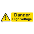 Danger High Voltage Safety Sign, Self-Adhesive Vinyl - Pack of 10 SS48V10