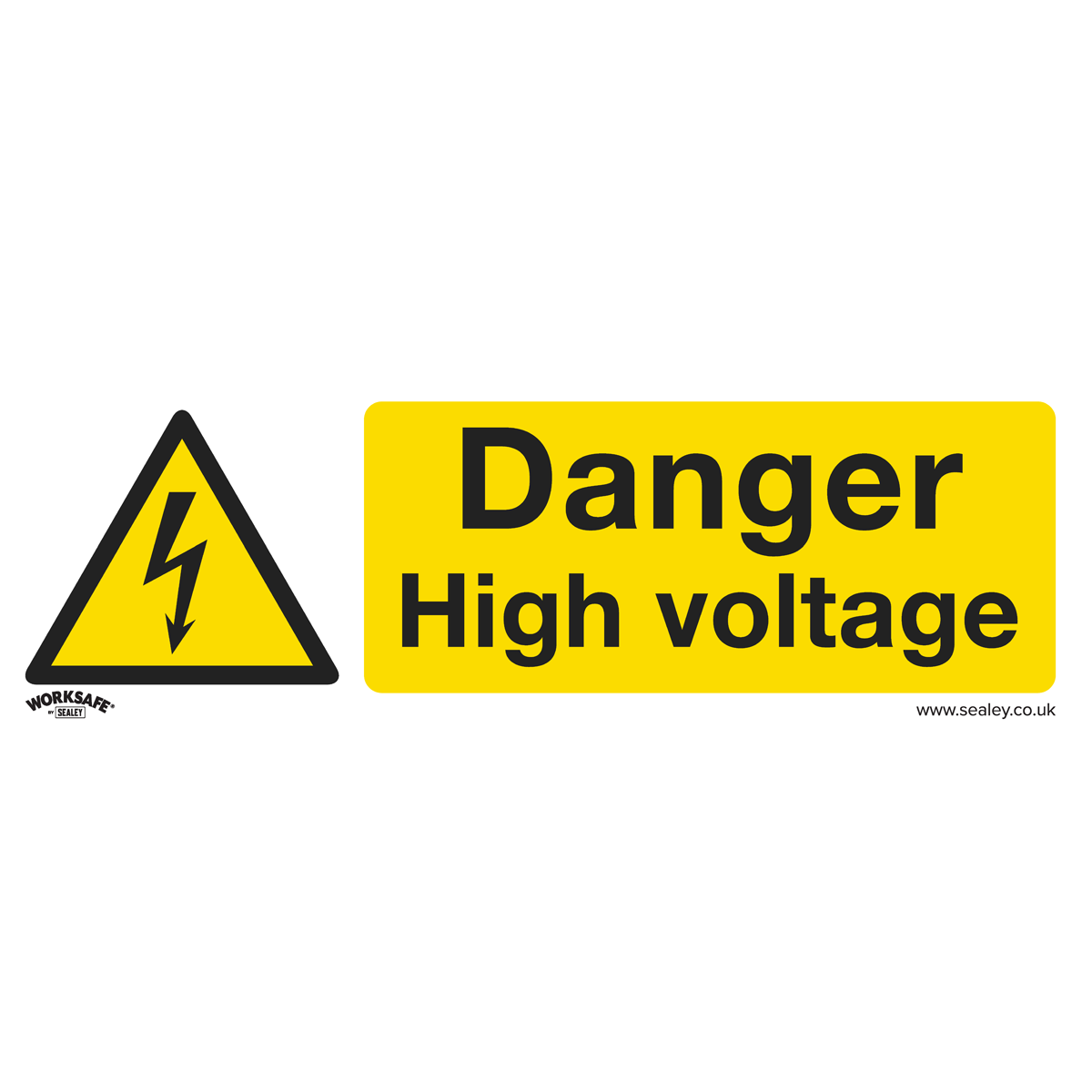 Danger High Voltage Safety Sign, Self-Adhesive Vinyl - Pack of 10 SS48V10