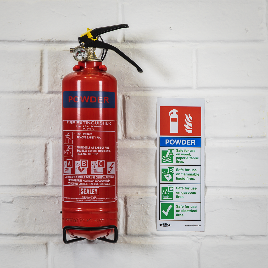 Powder Fire Extinguisher Safety Sign - Self-Adhesive Vinyl SS52V1