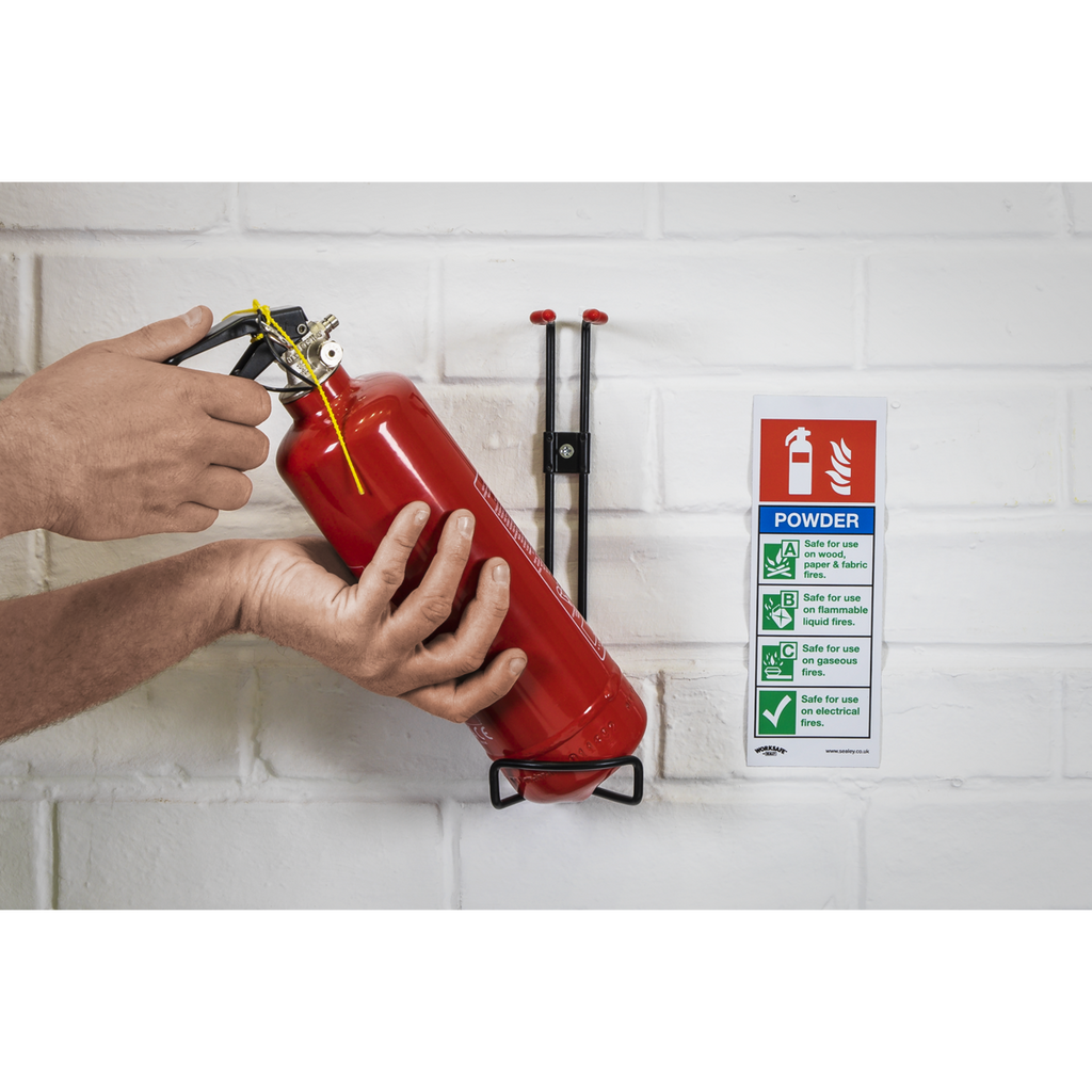 Powder Fire Extinguisher Safety Sign - Self-Adhesive Vinyl SS52V1