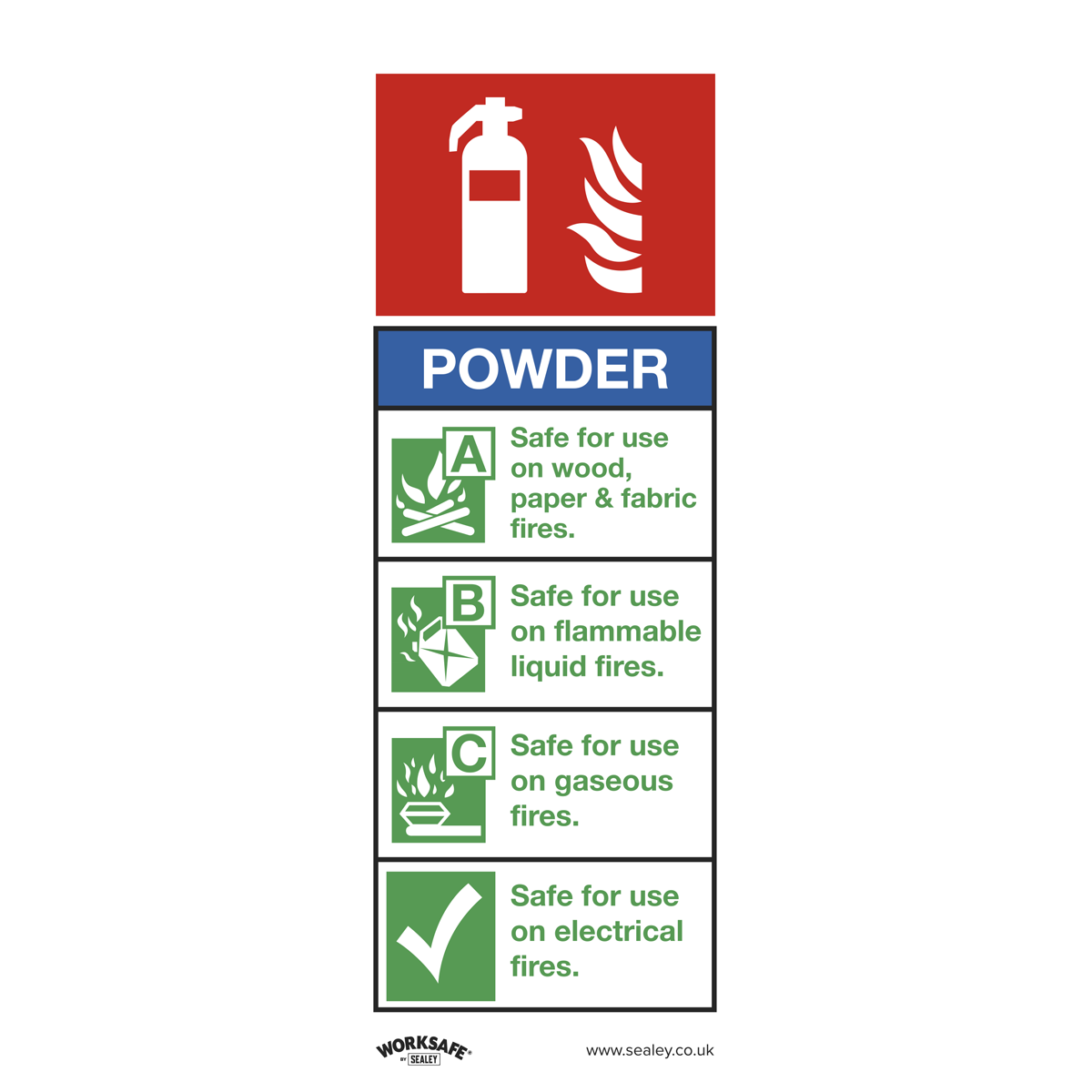 Powder Fire Extinguisher Safety Sign - Self-Adhesive Vinyl SS52V1