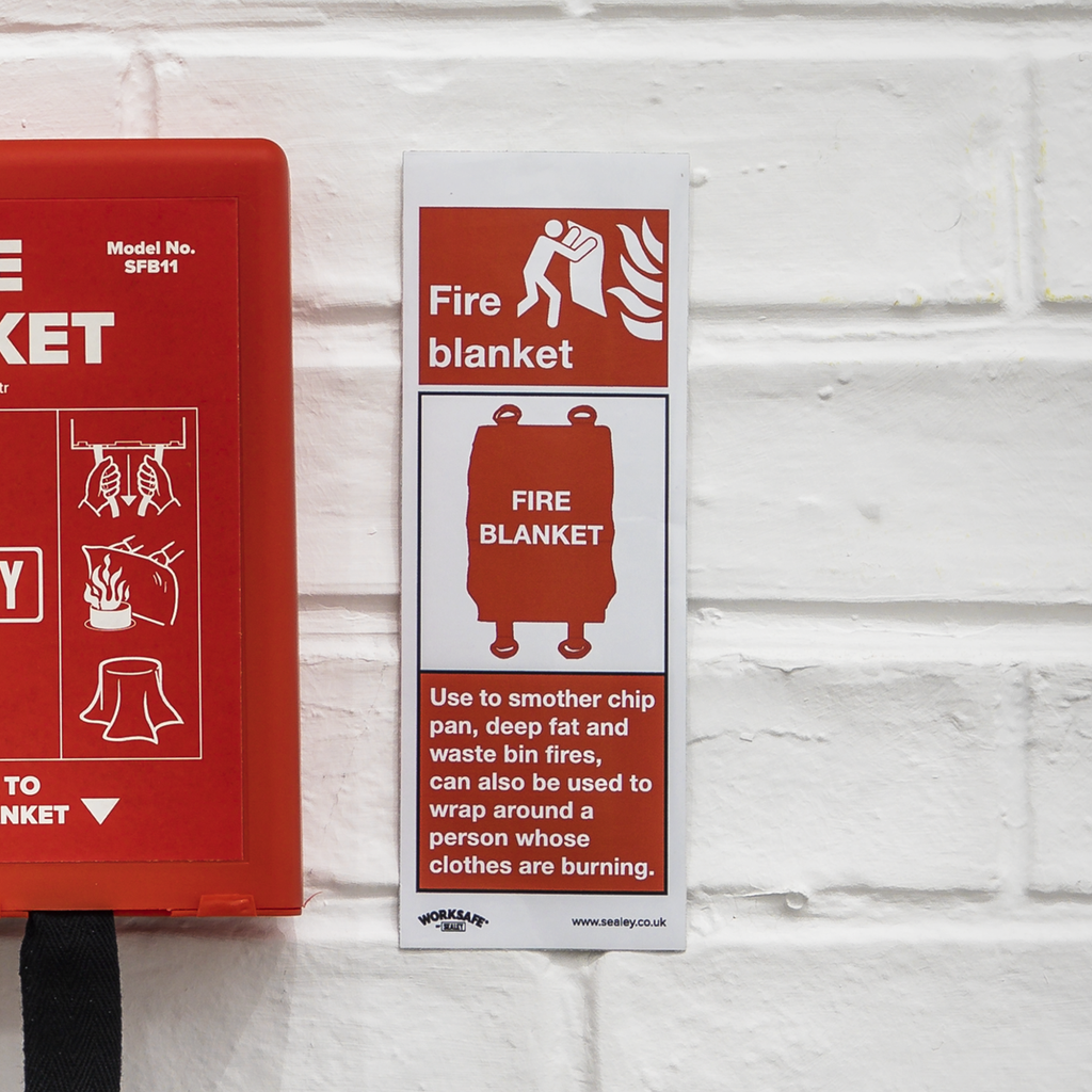 Fire Blanket Safety Sign, Self-Adhesive Vinyl - Pack of 10 SS53V10