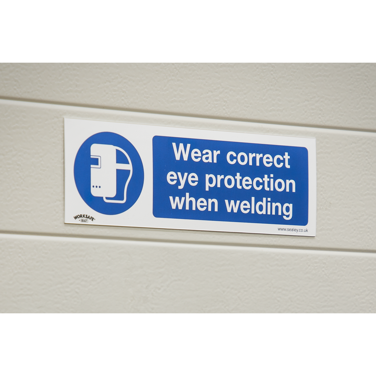 Wear Eye Protection When Welding Safety Sign, Self-Adhesive Vinyl - Pack of 10 SS54V10