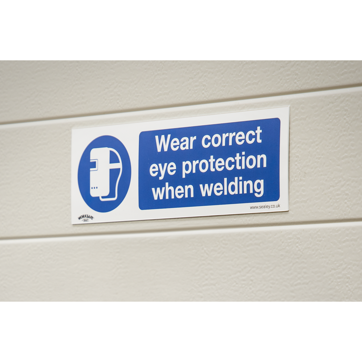 Wear Eye Protection When Welding Safety Sign, Self-Adhesive Vinyl - Pack of 10 SS54V10