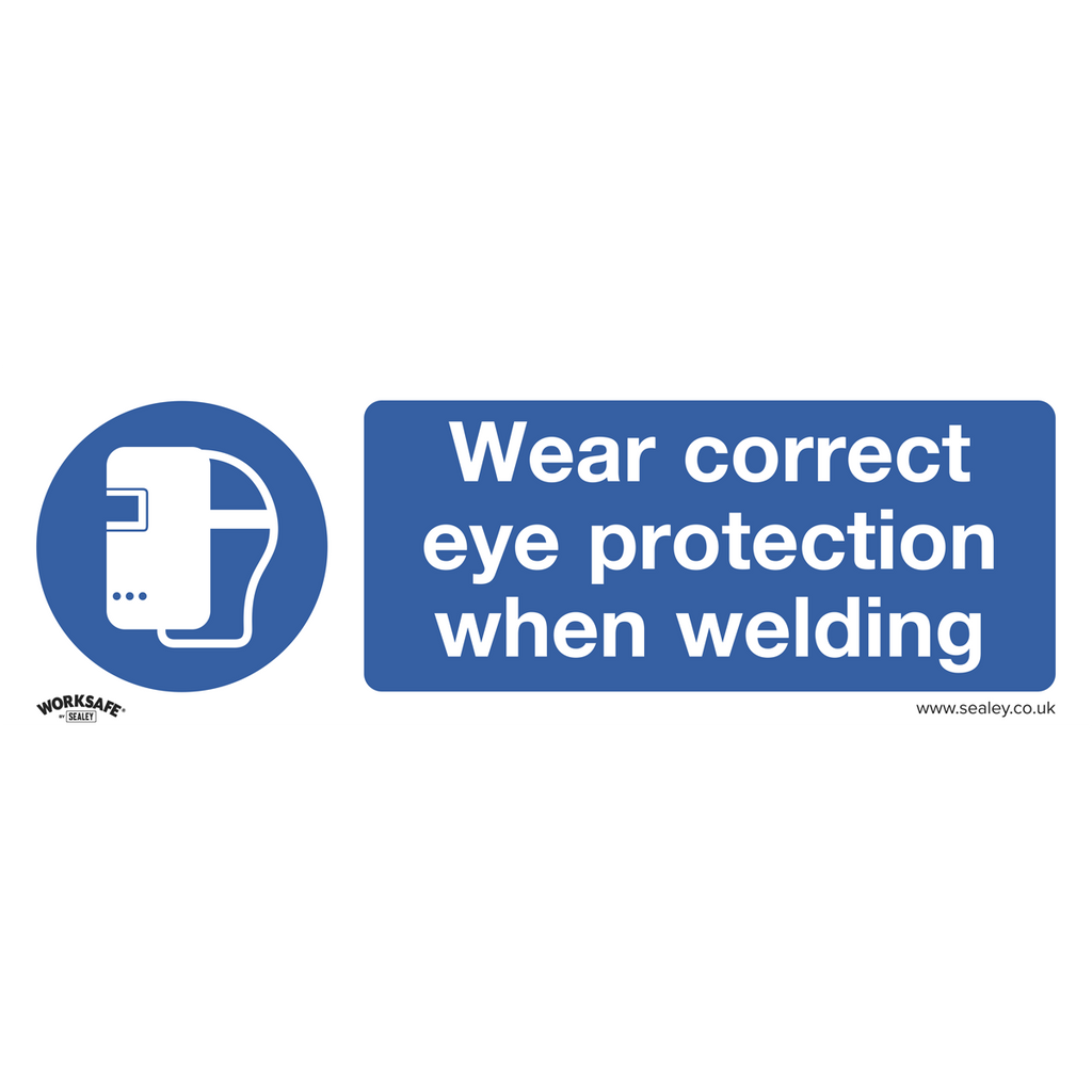 Wear Eye Protection When Welding Safety Sign, Self-Adhesive Vinyl - Pack of 10 SS54V10