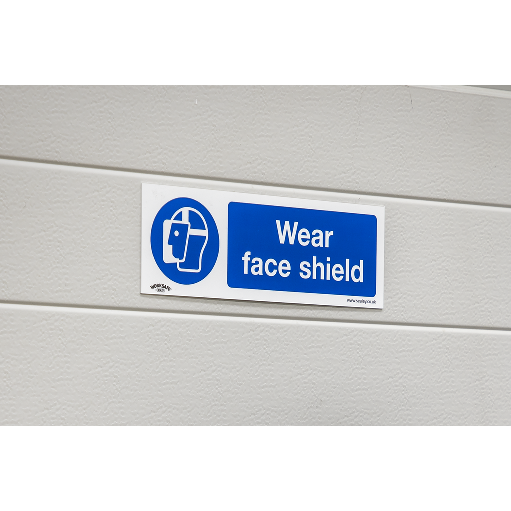 Wear Face Shield Safety Sign, Rigid Plastic - Pack of 10 SS55P10