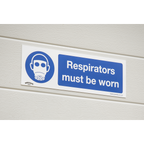 Respirators Must Be Worn Safety Sign, Self-Adhesive Vinyl - Pack of 10 SS56V10