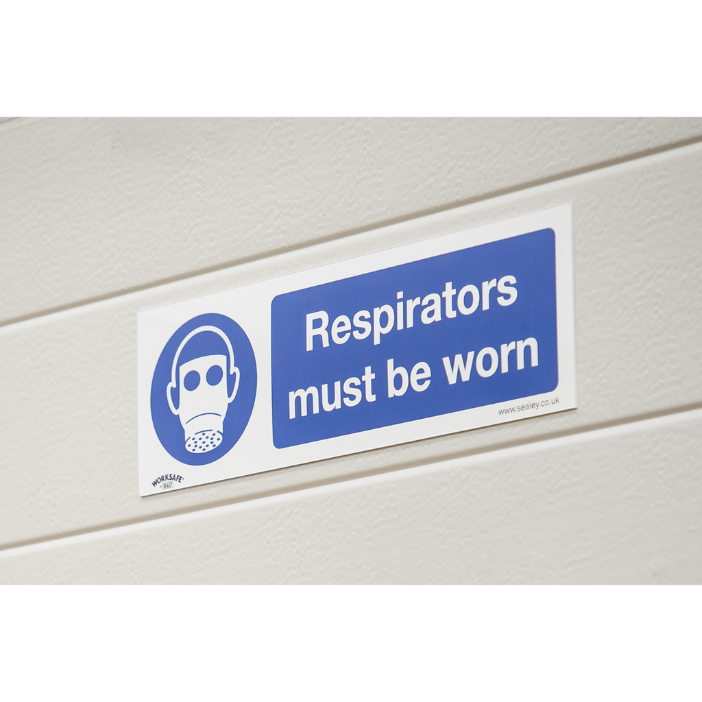 Respirators Must Be Worn Safety Sign - Self-Adhesive Vinyl SS56V1