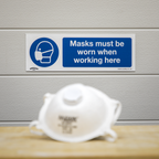 Masks Must Be Worn Safety Sign, Rigid Plastic - Pack of 10 SS57P10