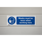 Masks Must Be Worn Safety Sign, Self-Adhesive Vinyl - Pack of 10 SS57V10