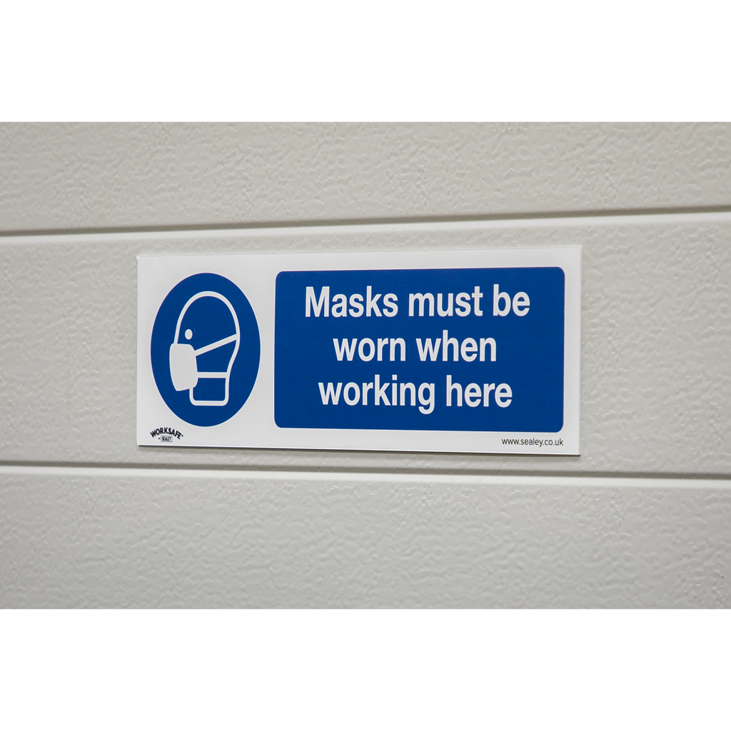 Masks Must Be Worn Safety Sign, Self-Adhesive Vinyl - Pack of 10 SS57V10