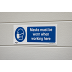 Masks Must Be Worn Safety Sign, Self-Adhesive Vinyl - Pack of 10 SS57V10
