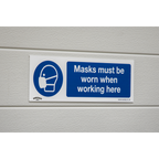 Masks Must Be Worn Safety Sign, Self-Adhesive Vinyl - Pack of 10 SS57V10