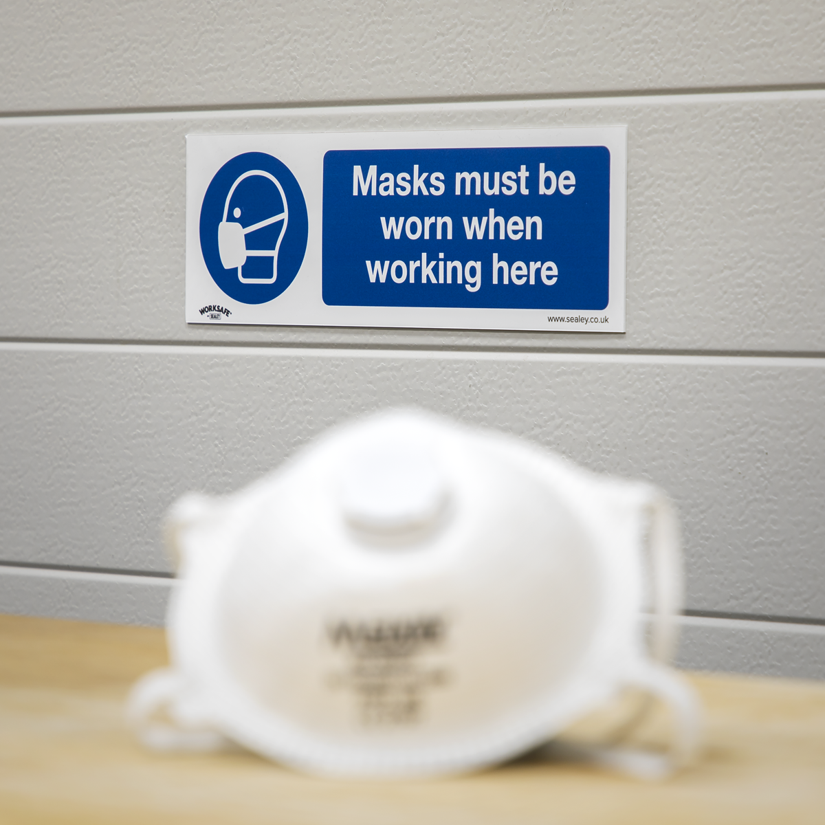 Masks Must Be Worn Safety Sign, Self-Adhesive Vinyl - Pack of 10 SS57V10