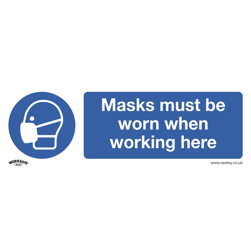 Masks Must Be Worn Safety Sign, Self-Adhesive Vinyl - Pack of 10 SS57V10