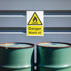Danger Waste Oil Safety Sign, Rigid Plastic - Pack of 10 SS60P10