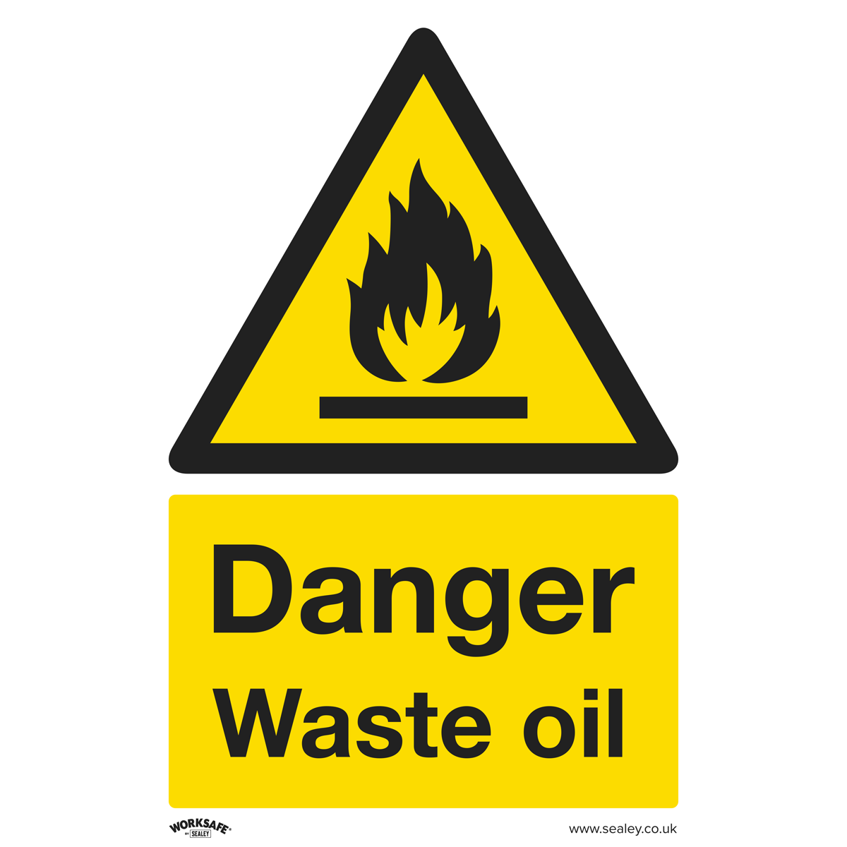 Danger Waste Oil Safety Sign, Rigid Plastic - Pack of 10 SS60P10