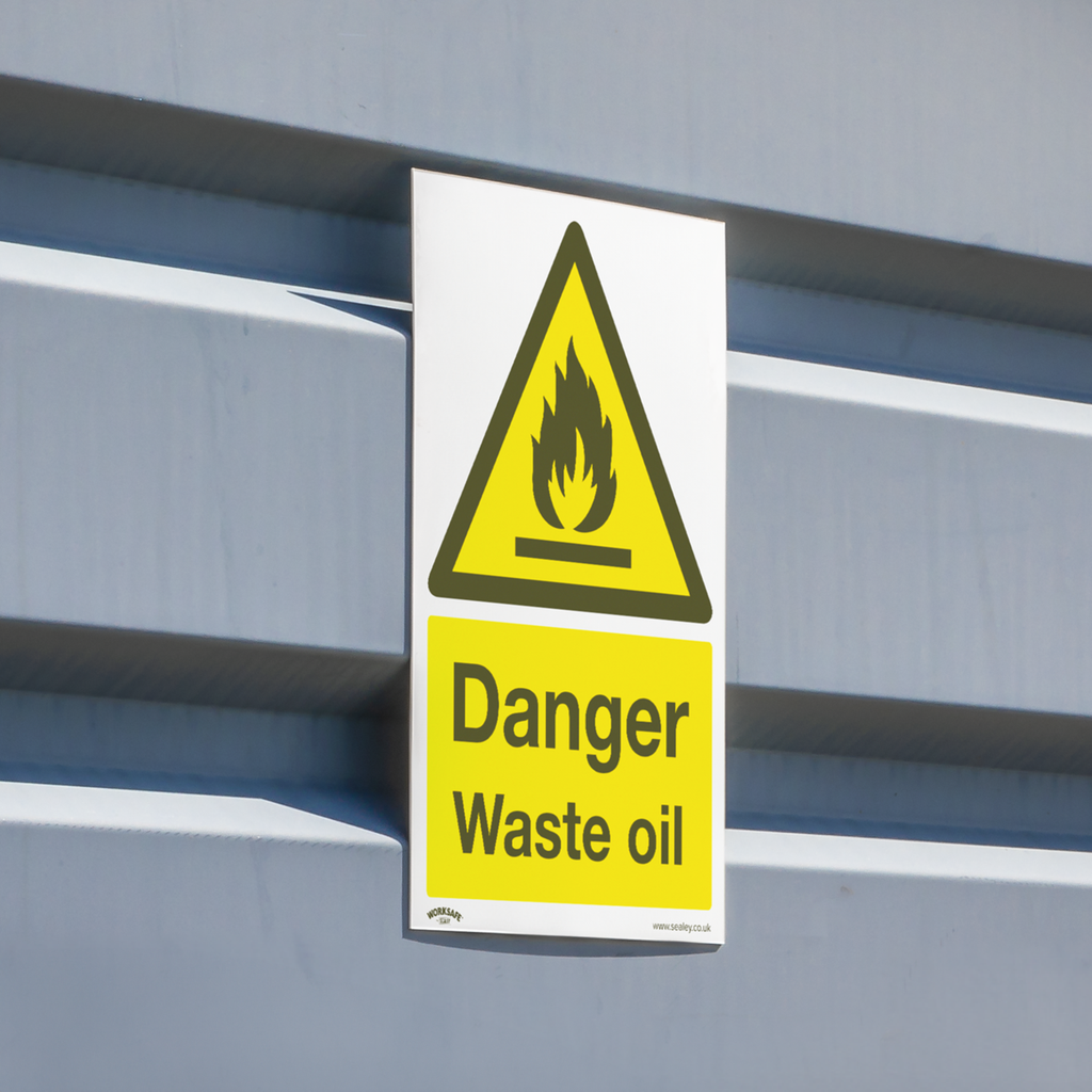 Danger Waste Oil Safety Sign - Rigid Plastic SS60P1