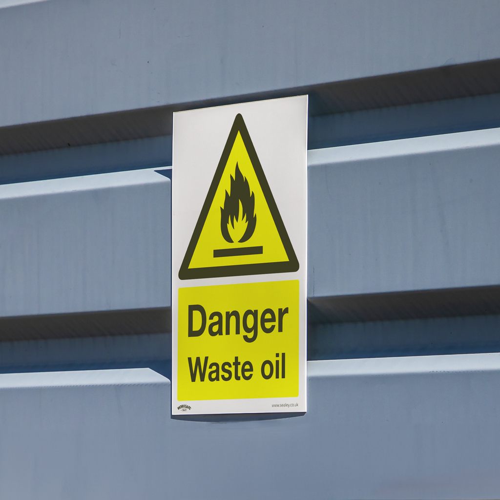 Danger Waste Oil Safety Sign - Rigid Plastic SS60P1