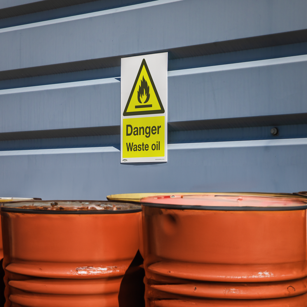 Danger Waste Oil Safety Sign - Rigid Plastic SS60P1