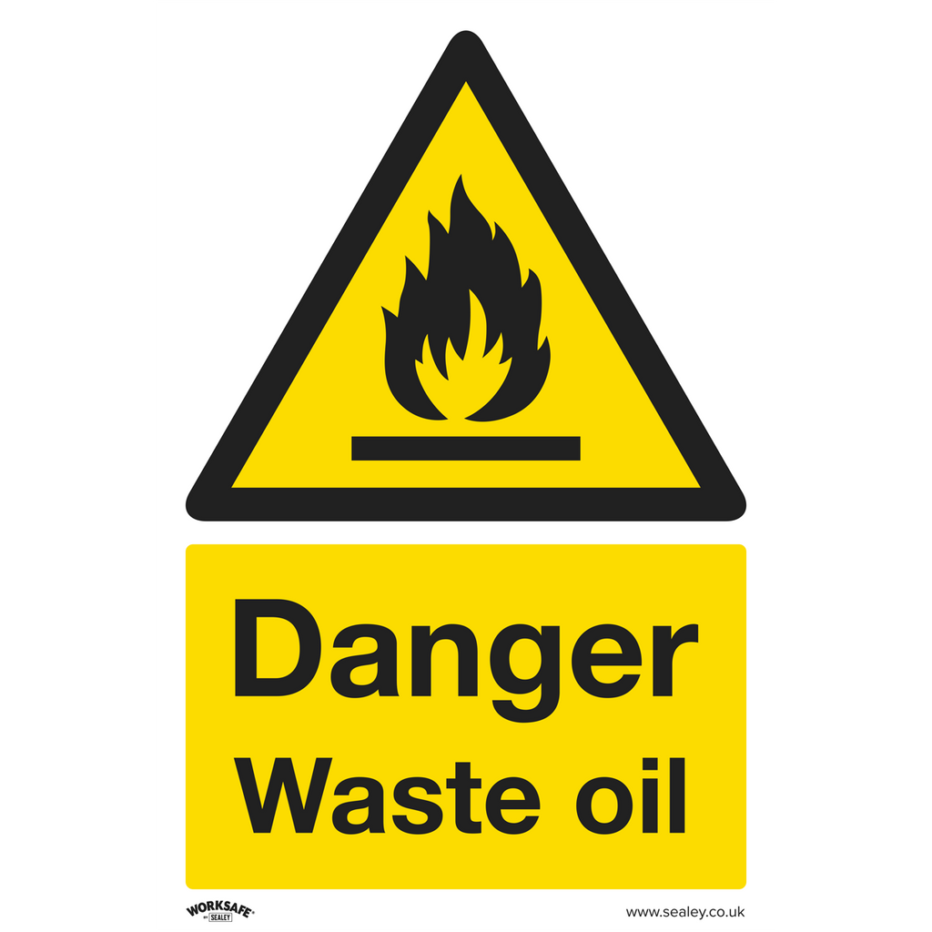 Danger Waste Oil Safety Sign - Self-Adhesive Vinyl SS60V1