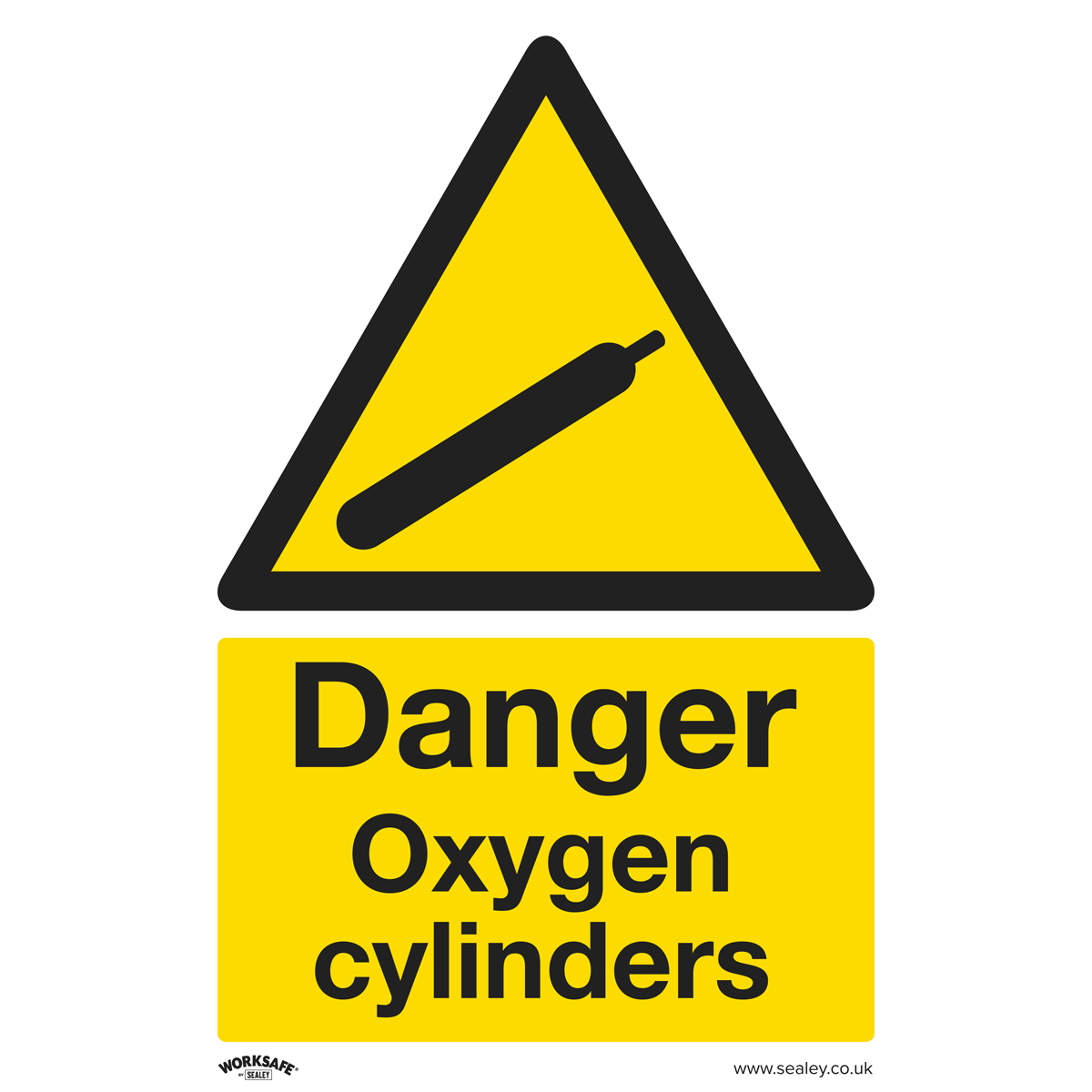 Danger Oxygen Cylinders Safety Sign, Self-Adhesive Vinyl - Pack of 10 SS61V10