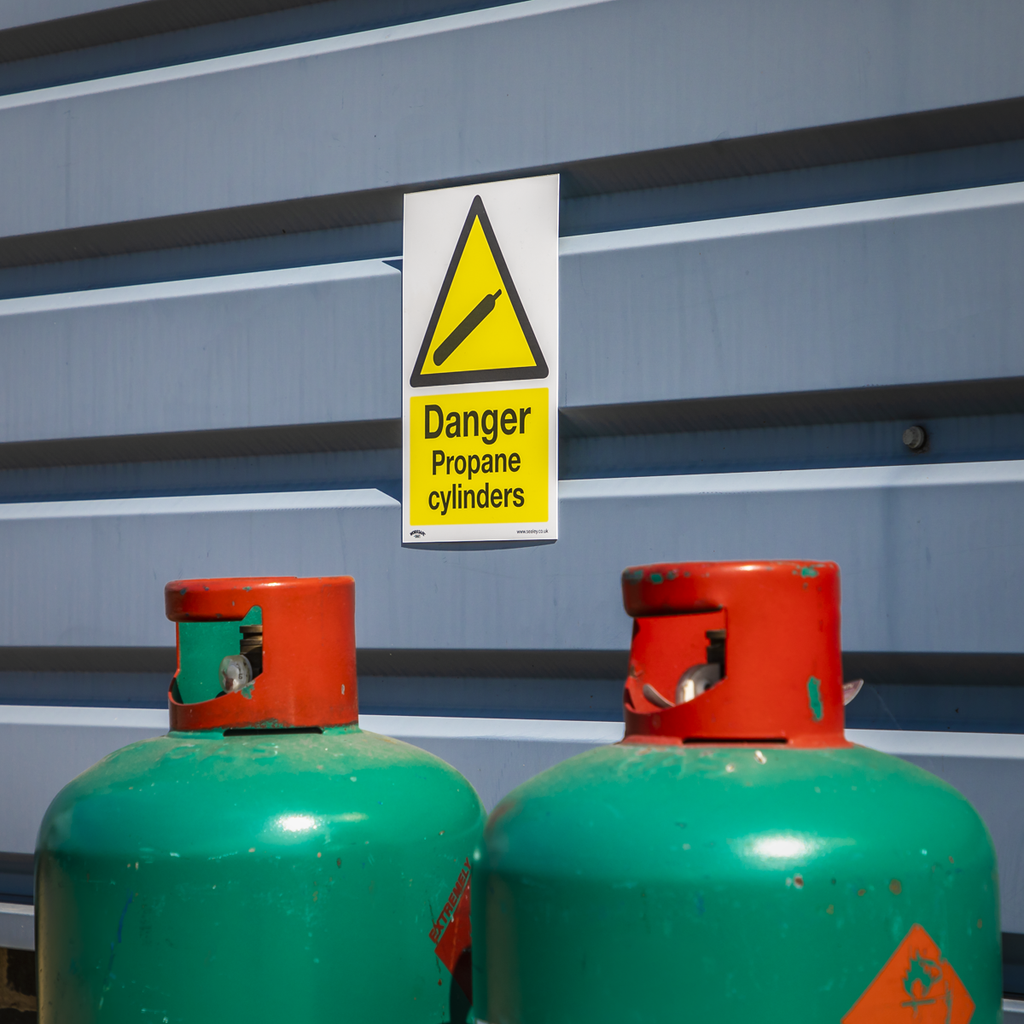 Danger Propane Cylinders Safety Sign - Self-Adhesive Vinyl SS62V10