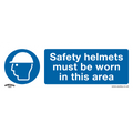 Safety Helmets Must Be Worn In This Area Safety Sign, Self-Adhesive Vinyl - Pack of 10 SS8V10