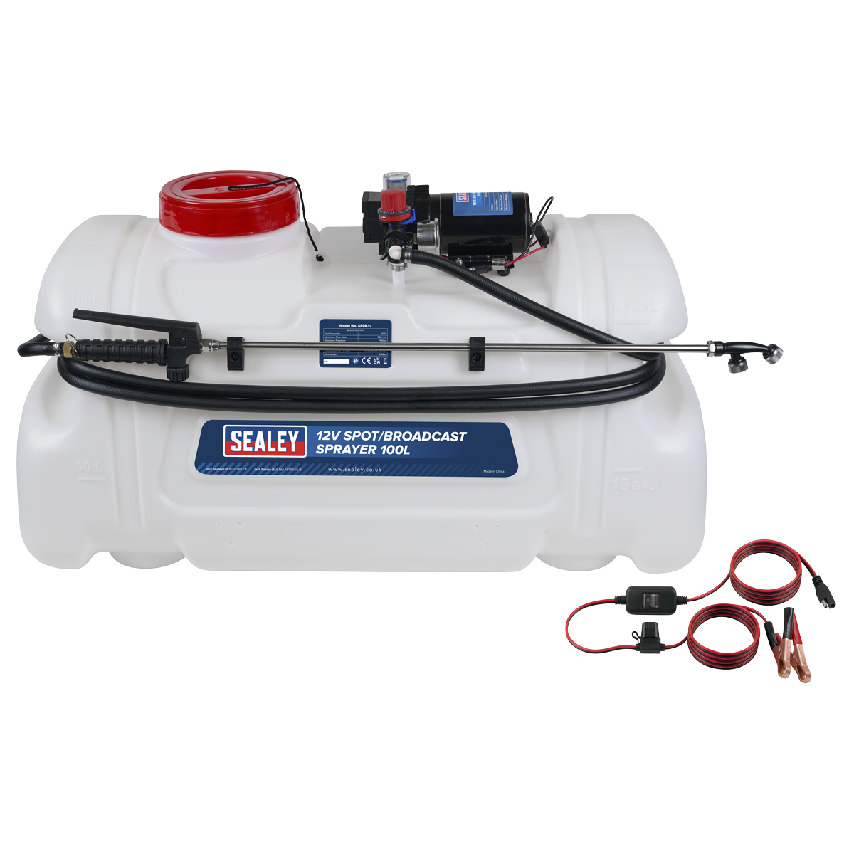 12V Spot/Broadcast Sprayer with Dual Lance & Chemical-Resistant Tank 100L SS98