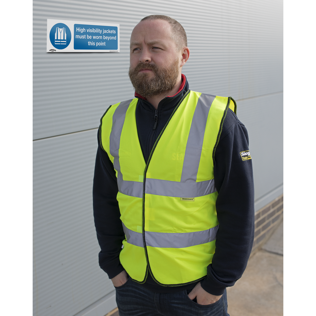High Visibility Jackets Must Be Worn Beyond This Point Safety Sign - Self-Adhesive Vinyl SS9V1
