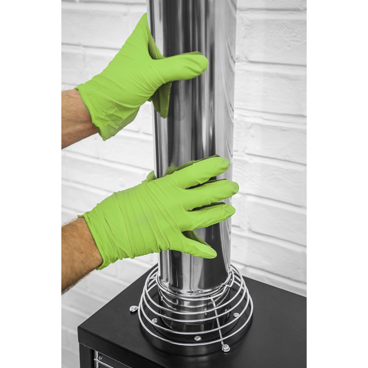 Diamond Grip Extra-Thick Nitrile Powder-Free Gloves, Hi-Vis Green, X-Large - Pack of 50 SSP54XL