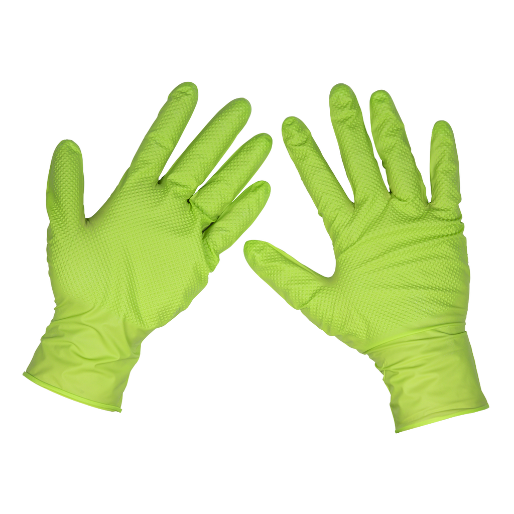 Diamond Grip Extra-Thick Nitrile Powder-Free Gloves, Hi-Vis Green, X-Large - Pack of 50 SSP54XL