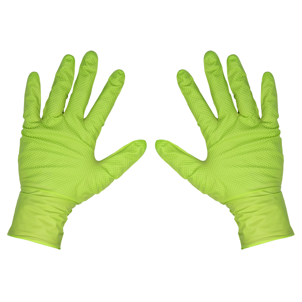 Diamond Grip Extra-Thick Nitrile Powder-Free Gloves, Hi-Vis Green, X-Large - Pack of 50 SSP54XL