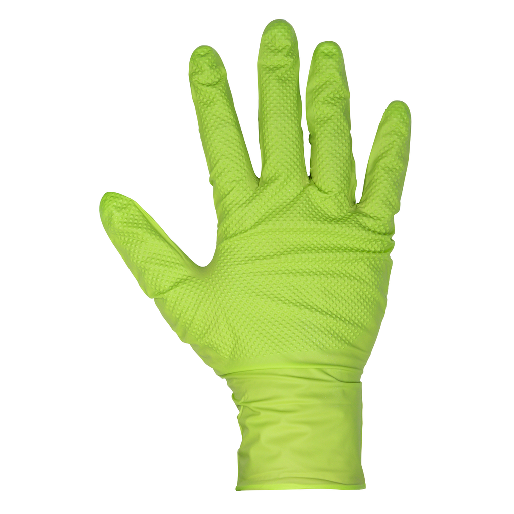 Diamond Grip Extra-Thick Nitrile Powder-Free Gloves, Hi-Vis Green, X-Large - Pack of 50 SSP54XL