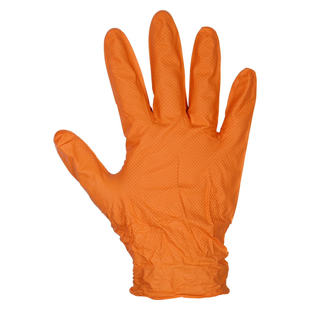 Diamond Grip Extra-Thick Nitrile Powder-Free Gloves, Orange, Large - Pack of 50 SSP56L