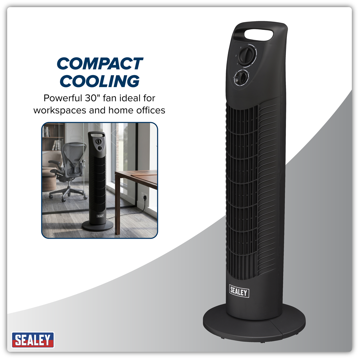 30" Oscillating Tower Fan 3-Speed 230V STF30