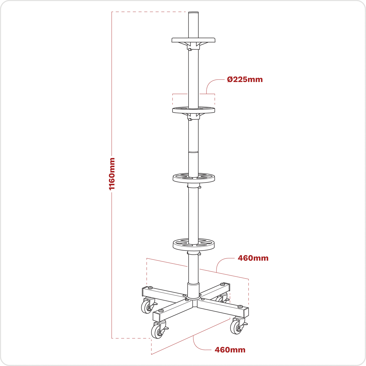 Wheel Storage Trolley with Cover 100kg Capacity STR004COMBO