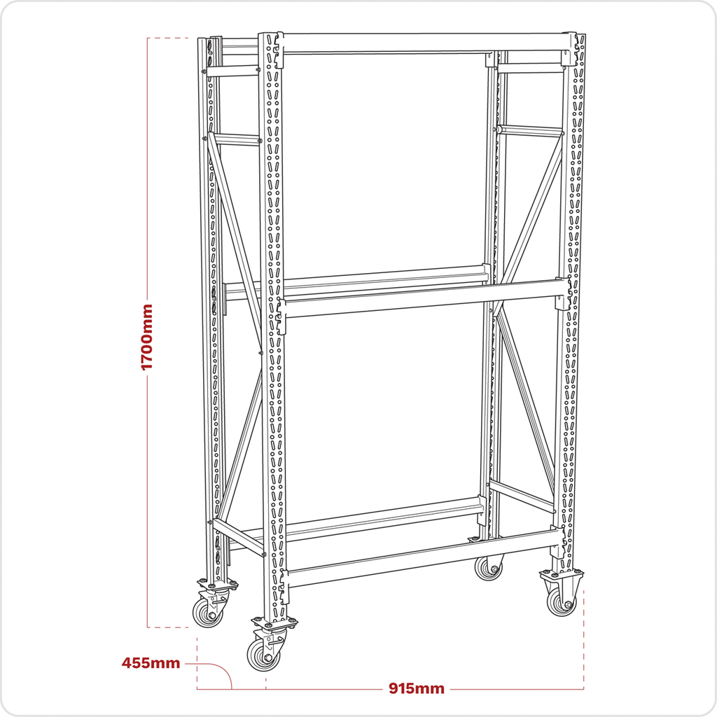 2-Level Mobile Tyre Rack 200kg Capacity Per Level STR007