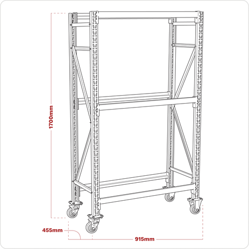 2-Level Mobile Tyre Rack 200kg Capacity Per Level STR007