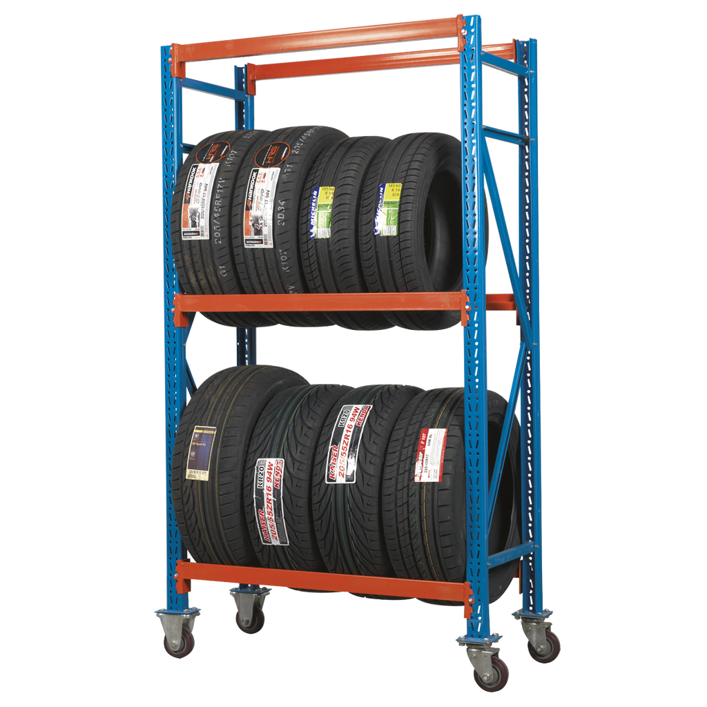 2-Level Mobile Tyre Rack 200kg Capacity Per Level STR007