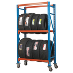 2-Level Mobile Tyre Rack 200kg Capacity Per Level STR007