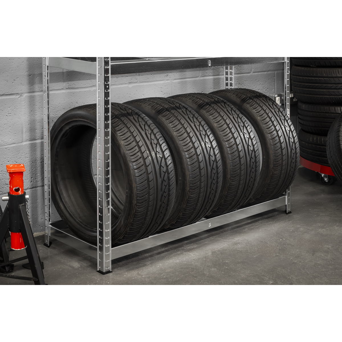 2-Level Tyre Rack with Shelf 150kg Capacity Per Level STR008