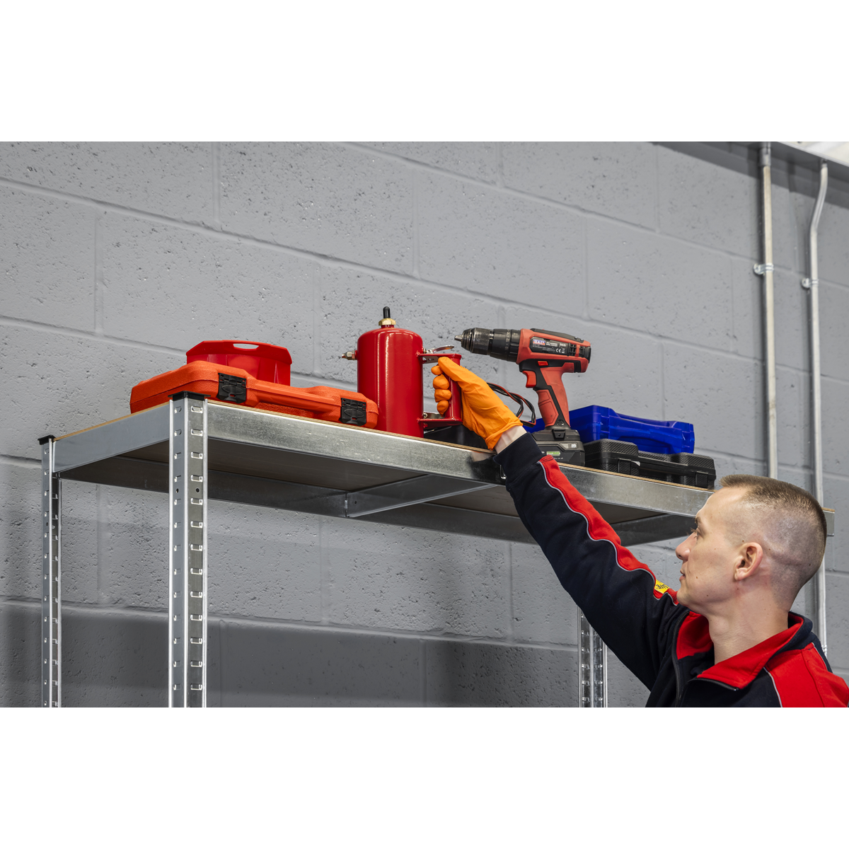 2-Level Tyre Rack with Shelf 150kg Capacity Per Level STR008