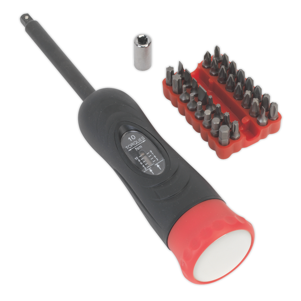 Digital Torque Screwdriver Set 1/4"Sq Drive 2-10Nm 34pc STS100