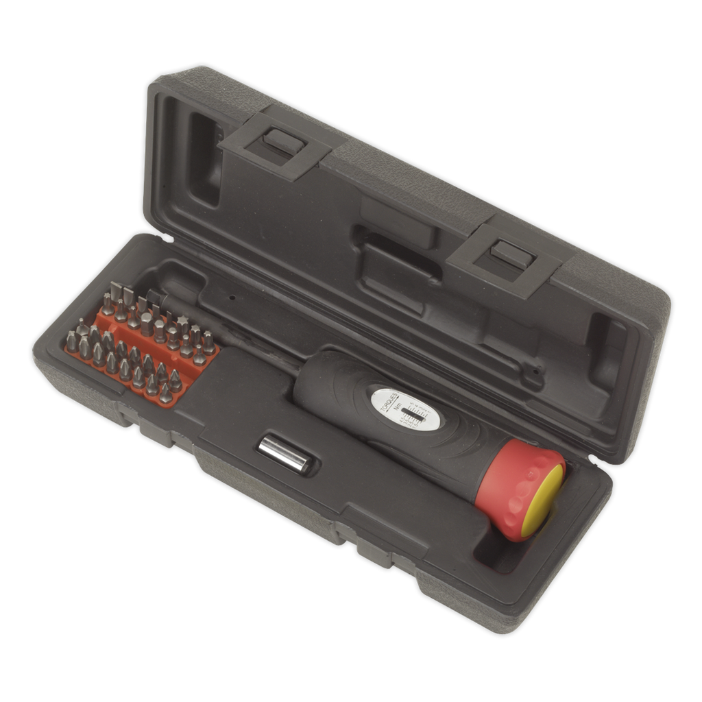 Digital Torque Screwdriver Set 1/4"Sq Drive 2-10Nm 34pc STS100