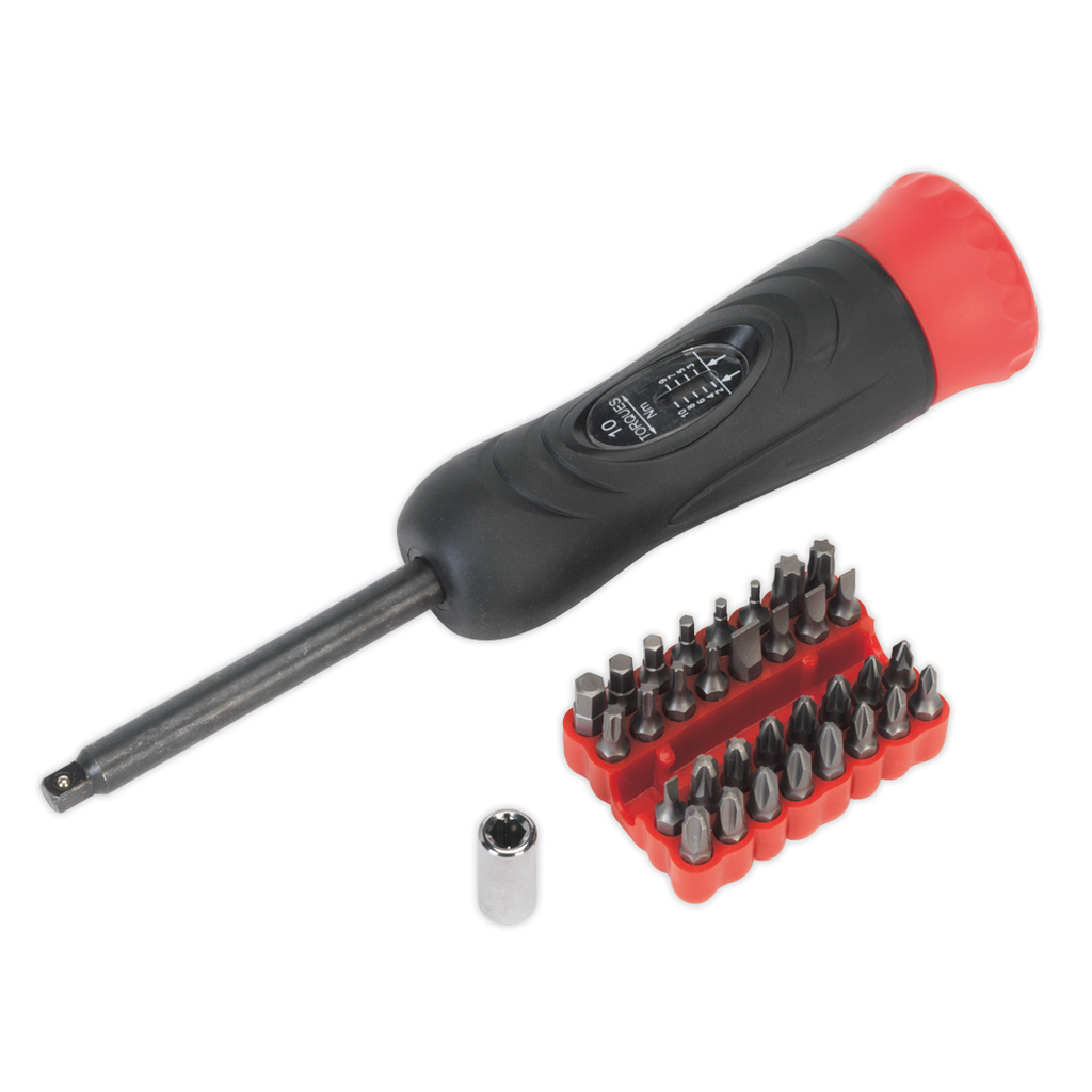 Digital Torque Screwdriver Set 1/4"Sq Drive 2-10Nm 34pc STS100