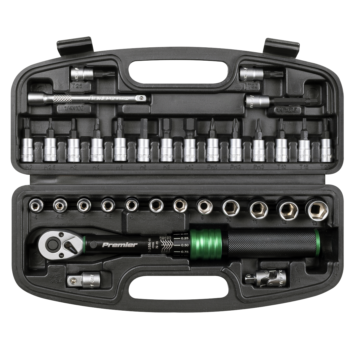 Torque Wrench Set 1/4"Sq Drive 5-25Nm 14pc STW911B